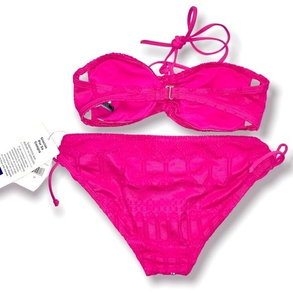 NWT Pink Crochet Two Piece Bikini Size 6 - Picture 2 of 6